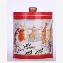 Grandma Wild's Snowy Robin Round Tin - hengeralakú fémdoboz Grandma Wild's Snowy Robin Round Tin - hengeralakú fémdoboz