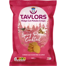 Taylors Festive Spicy Prawn Cocktail Flavour Ridge-cut Potato Crisps 150g