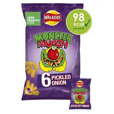 Walkers Monster Munch Pickled Onion Multipack Crisps 6x20g