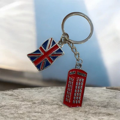 Union Jack Flag - Phone Box kulcstartó