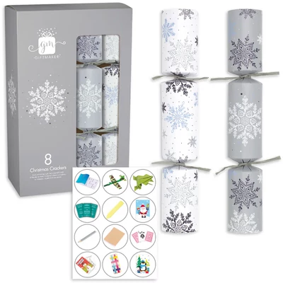 Giftmaker Silver & White Christmas Crackers 8 db 12" méretű cracker