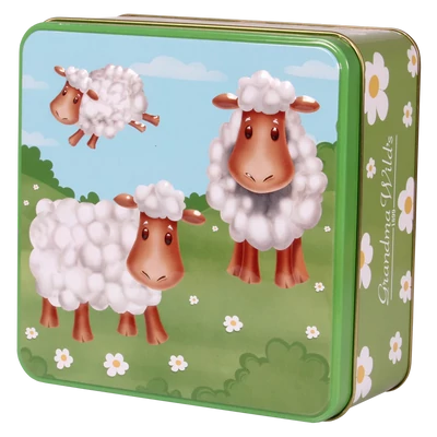 Grandma Wild’s Embossed Sheep and Lamb Tin  160g