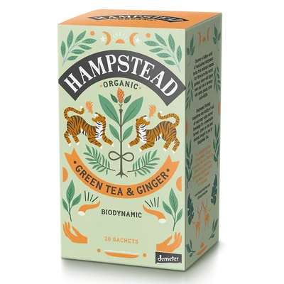 Hampstead Organic Green Ginger Tea(Bio Zöld Tea Gyömbérrel) 20 db filter