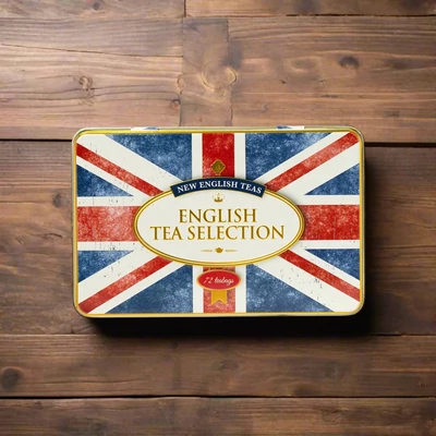 New English Teas - Retro Union Jack Fine English Tea Selection (Fémdobozos teaválogatás 100 db filter teával)