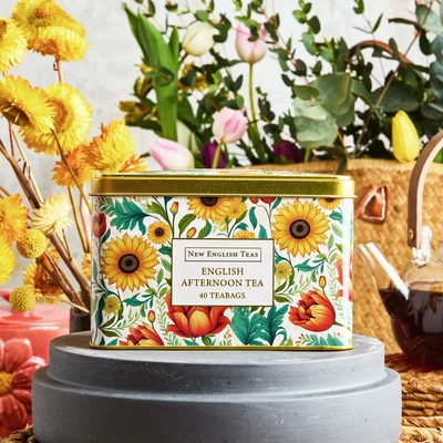 New English Teas - Sunflowers Classic Tea Tin 40 db teafilter