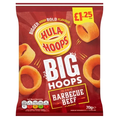 Hula Hoops Big Hoops BBQ Beef Crisps 70g 