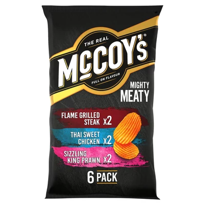 McCoy's Mighty Meaty Ridge Cut Potato Crisps 6 x 25g