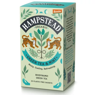 Hampstead Tea  Organic Green Tea with Mint Tea Bags (zöld tea mentával) 20 db borítékolt filter