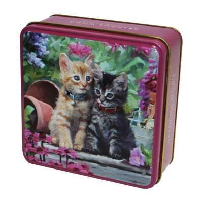 Grandma Wild's Embossed Ginger & Tabby Kitten Tin (Vörös és cirmos cicák fémdobozos vajas keksz) 100g