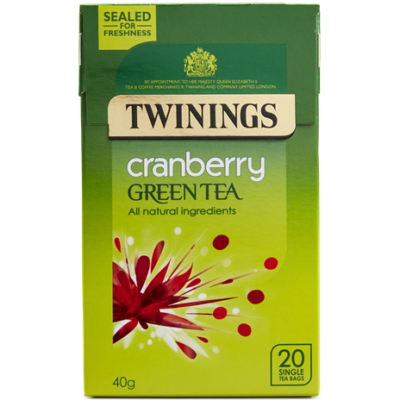 Twinings Green Tea with Cranberry  (Zöld Tea Vörösáfonyával) 20db filter