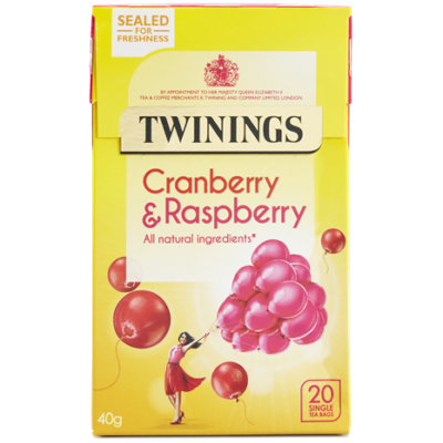Twinings Cranberry & Raspberry Tea (Vörösáfonya, Málna és  Bodzavirág Tea) 20 db filter