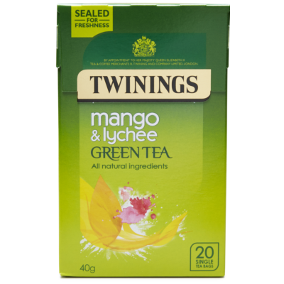 Twinings Green Tea, Mango & Lychee  (Zöld Tea Mangóval és Licsivel) 20 db filter  