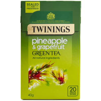 Twinings Green Tea with Pineapple and Grapefruit  (Zöld Tea Ananásszal és Grapefruittal) 20 db filter
