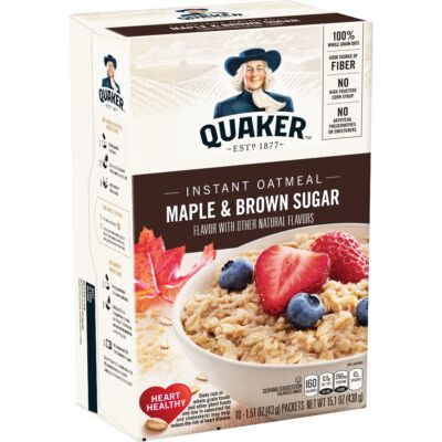 Quaker Instant Oatmeal Maple & Brown Sugar 10 instant tasak [USA]  430g
