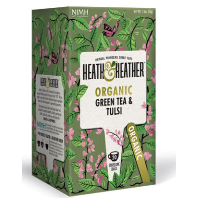 Heath & Heather Organic Green Tea & Tulsi - Bio zöld tea tulsival 20 db filter