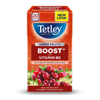Tetley Super Fruit Vitamin B Cranberry and Elderflower Tea (Vörösáfonya és bodza) 20db filter