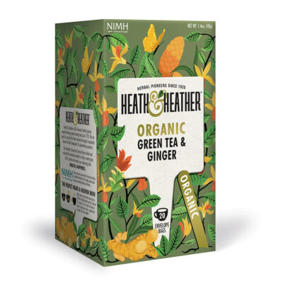 Heath & Heather Organic Green Tea & Ginger (Bio zöld tea gyömbérrel) 20 db filter