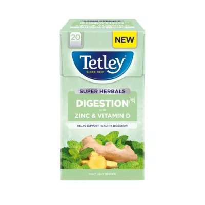 Tetley Super Herbals Digestion Mint & Ginger Tea 20 db filter
