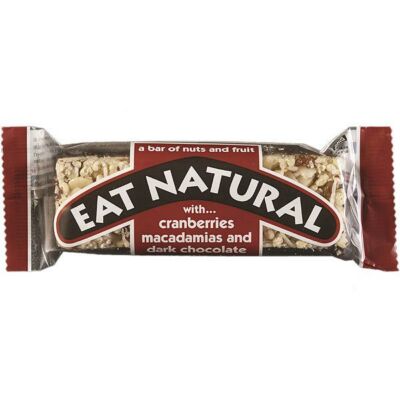 Eat Natural Cranberry, Macadamia & Dark Chocolate Bar (Vörösáfonyás, Macadamia diós étcsokoládéval bevont müzliszelet) 45g