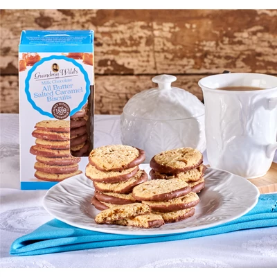 Grandma Wild's All Butter Milk Chocolate Salted Caramel Biscuits 150g