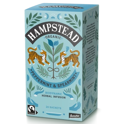  Hampstead Tea Organic Fairtrade Peppermint & Spearmint 20 Tea Bags