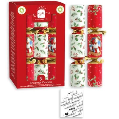 Giftmaker Traditional Mini Christmas Crackers - 9db 8" méretű cracker