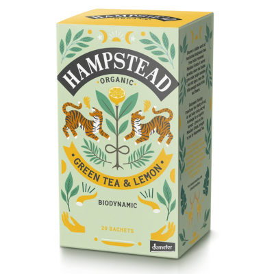 Hampstead Tea  Organic Lemon Green Tea Bags 20 teabags (Zöld tea citrommal) 20 db filter