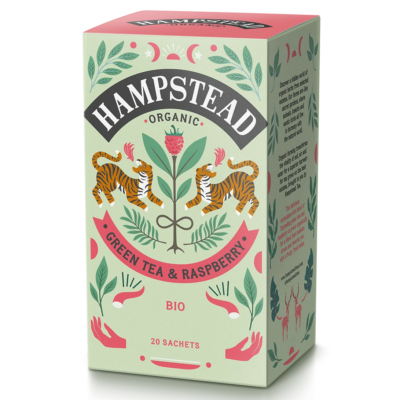  Hampstead Tea Organic Green Tea with Raspberry Tea Bags (Zöld tea málnával) 20 db filter
