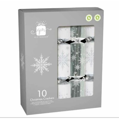 Giftmaker Silver & White Christmas Crackers 10 db 12" méretű cracker