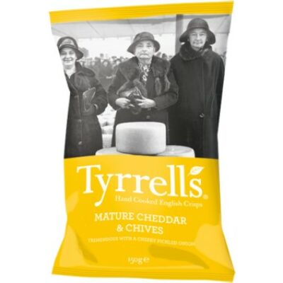 Tyrrell's Mature Cheddar & Chives (Cheddar sajtos-snidlinges chips) 150g