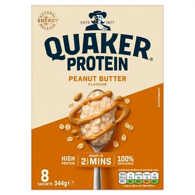 Quaker Protein Peanut Butter Porridge Sachets Oat So Simple 8x43g