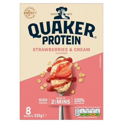 Quaker Protein Porridge Sachets - Strawberries & Cream 8x42g