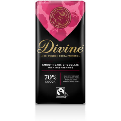 Divine Chocolate Dark with Raspberries  90g