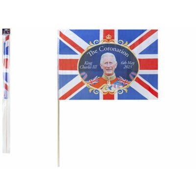 CORONATION FLAG WITH 27″ STICK IN - 24″X16″ 